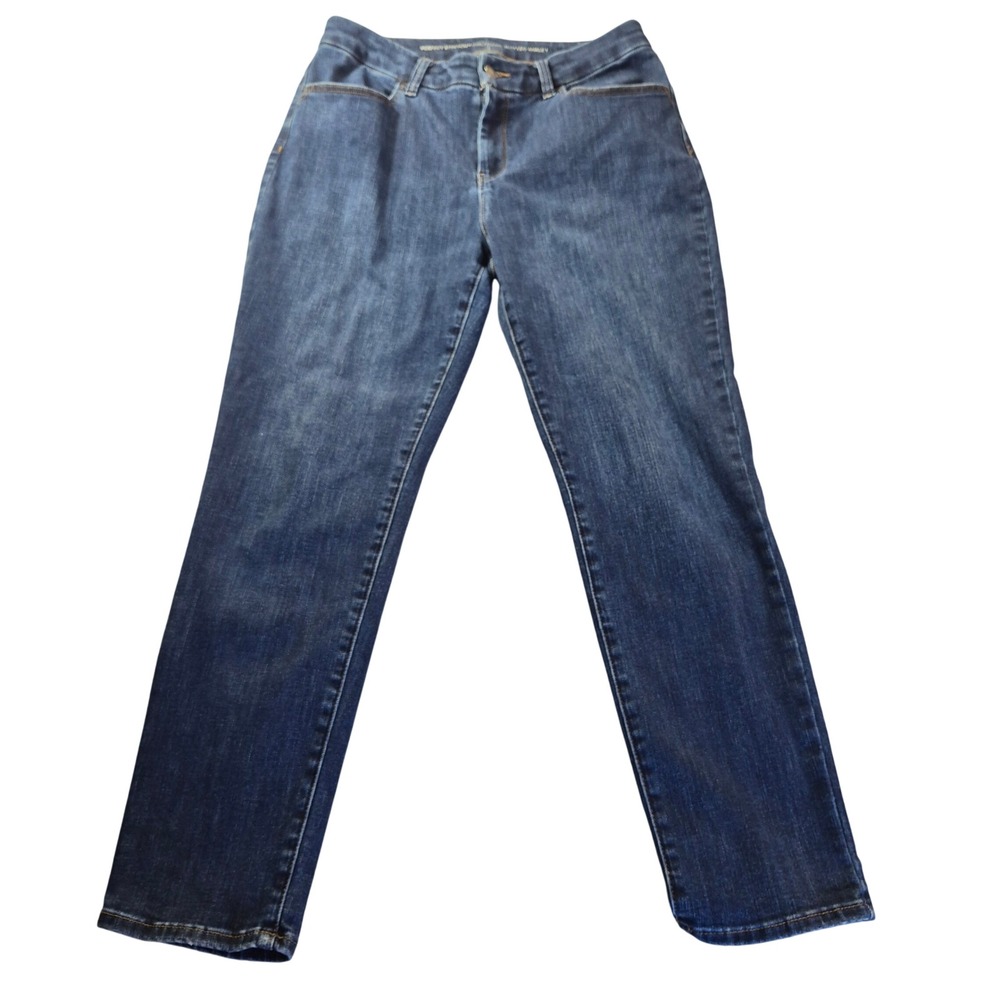Chico's Perfect Stretch Girlfriend Slim Leg Ankle Jeans 1 Womens 8 Denim Medium